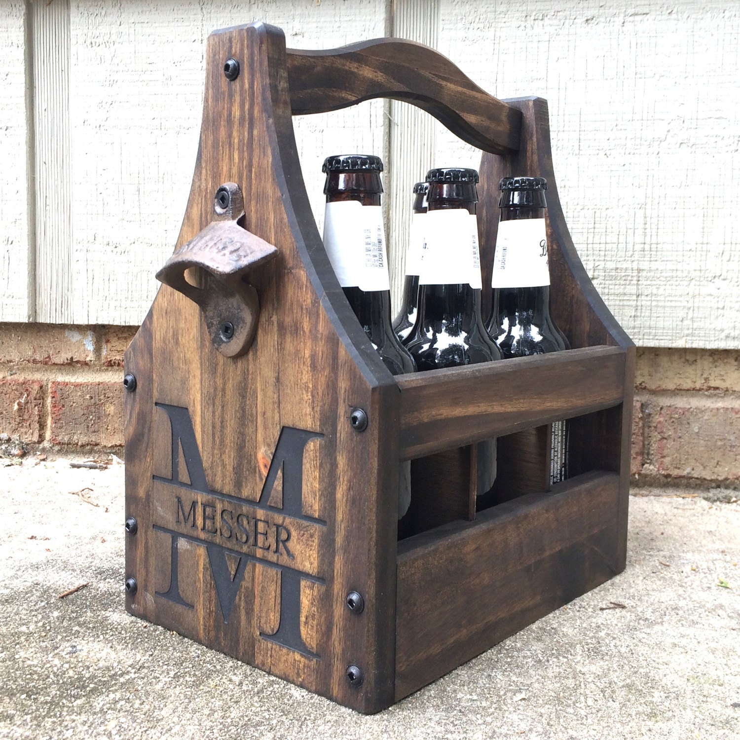 Customizable Beer Caddy Wooden Bottle Holder Beer Tote