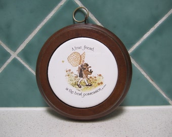Vintage Holly Hobbie Wall Plaque - Tile - Picture - 1970's