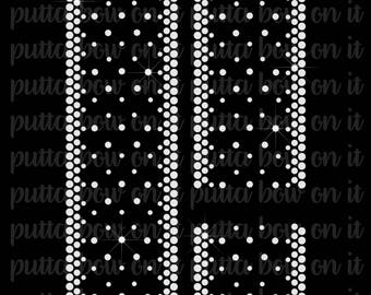 Edge Scatter Rhinestone Cheer Bow Strip Template