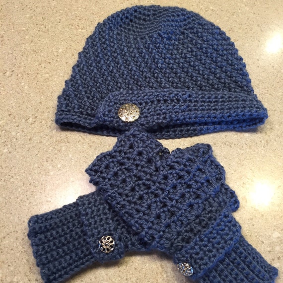 Women's Crocheted Hat and Fingerless Gloves Set Crochet