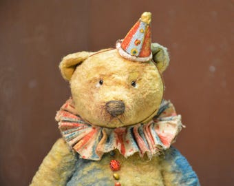 Artist Teddy Bear OOAK antique teddy bear vintage toy Plush Sawdust Soft sculpture Teddy Bear to order Сlassic teddy bear Old circus.