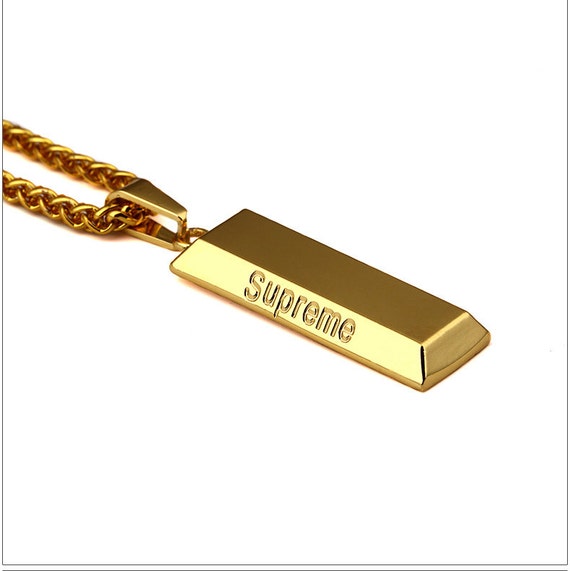 Supreme necklace Gold Plated Supreme Letter Square Pendant
