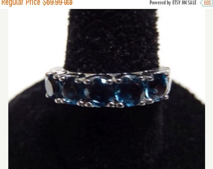 Storewide 25% Off SALE Vintage Sterling Silver Blue Stone Designer Cocktail Ring Featuring Elegant Channel Prong Set Design