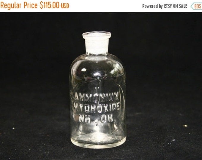 Storewide 25% Off SALE Antique Glass Wheaton No-Sol-Vit 12 USA Ammonium Hydroxide Pharmaceutical Chemical Bottle Featuring Original Embossed