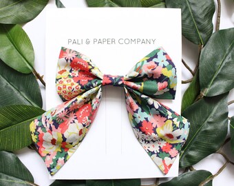 The "Lakshmi" Sailor Bow / Liberty of London Bow / Handmade Sailor Bow / Floral Fabric Hair Bow on an Alligator Clip / Tana Lawn