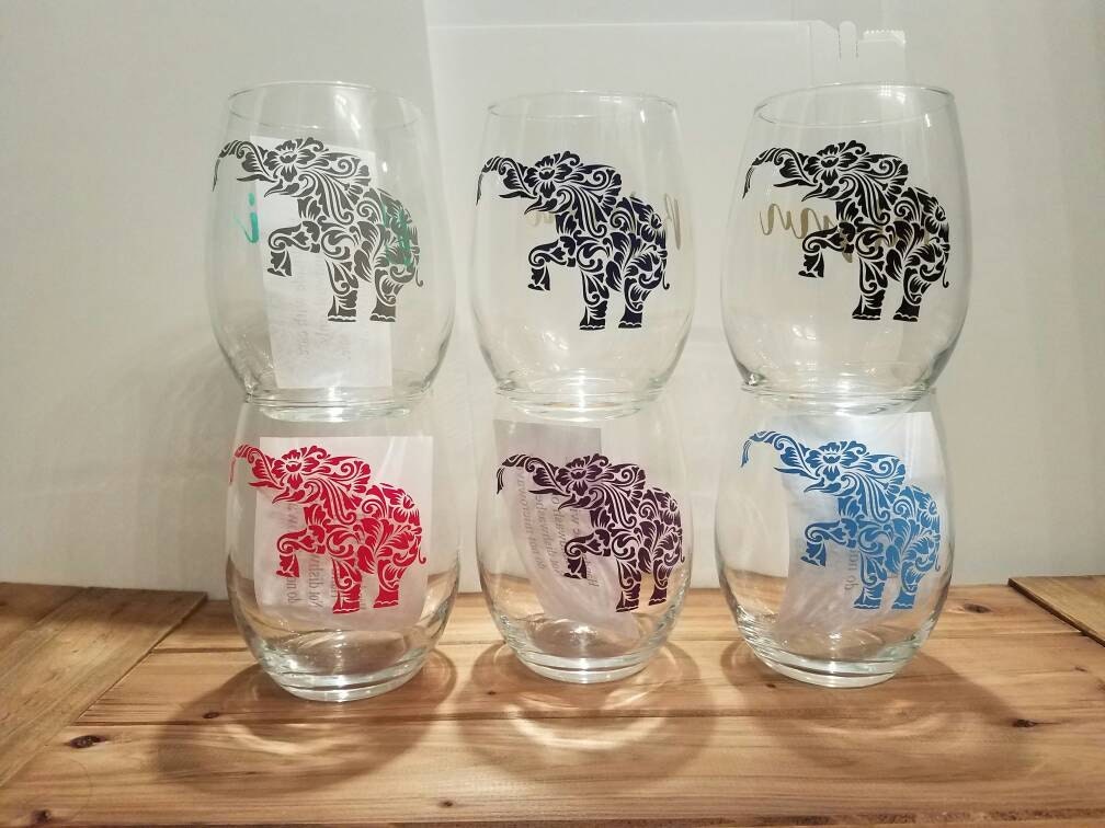 Elephant Wine Glass Elephant Stemless Wine Glass Custom Wine