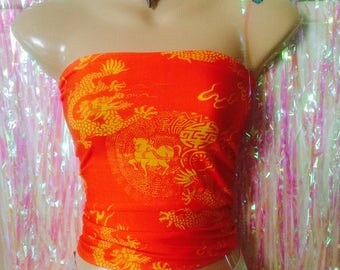 Sassy chinese oriental dragon crop top urban swag festival dope style
