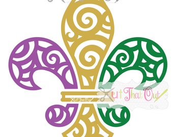 EXCLUSIVE Scroll Fleur De Lis SVG DXF Cut File