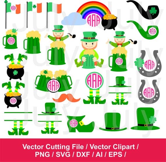 Download St. Patricks Day Monogram SVG Leprechaun Monogram Frame SVG