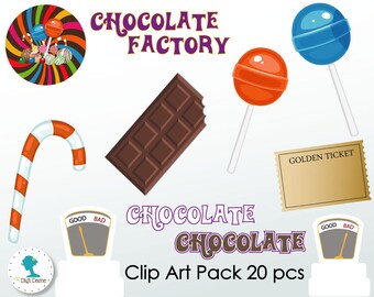 Chocolate Factory/Candy Digital Scrapbooking Clip Art, Buy 2 Get 1 FREE. Instant Download