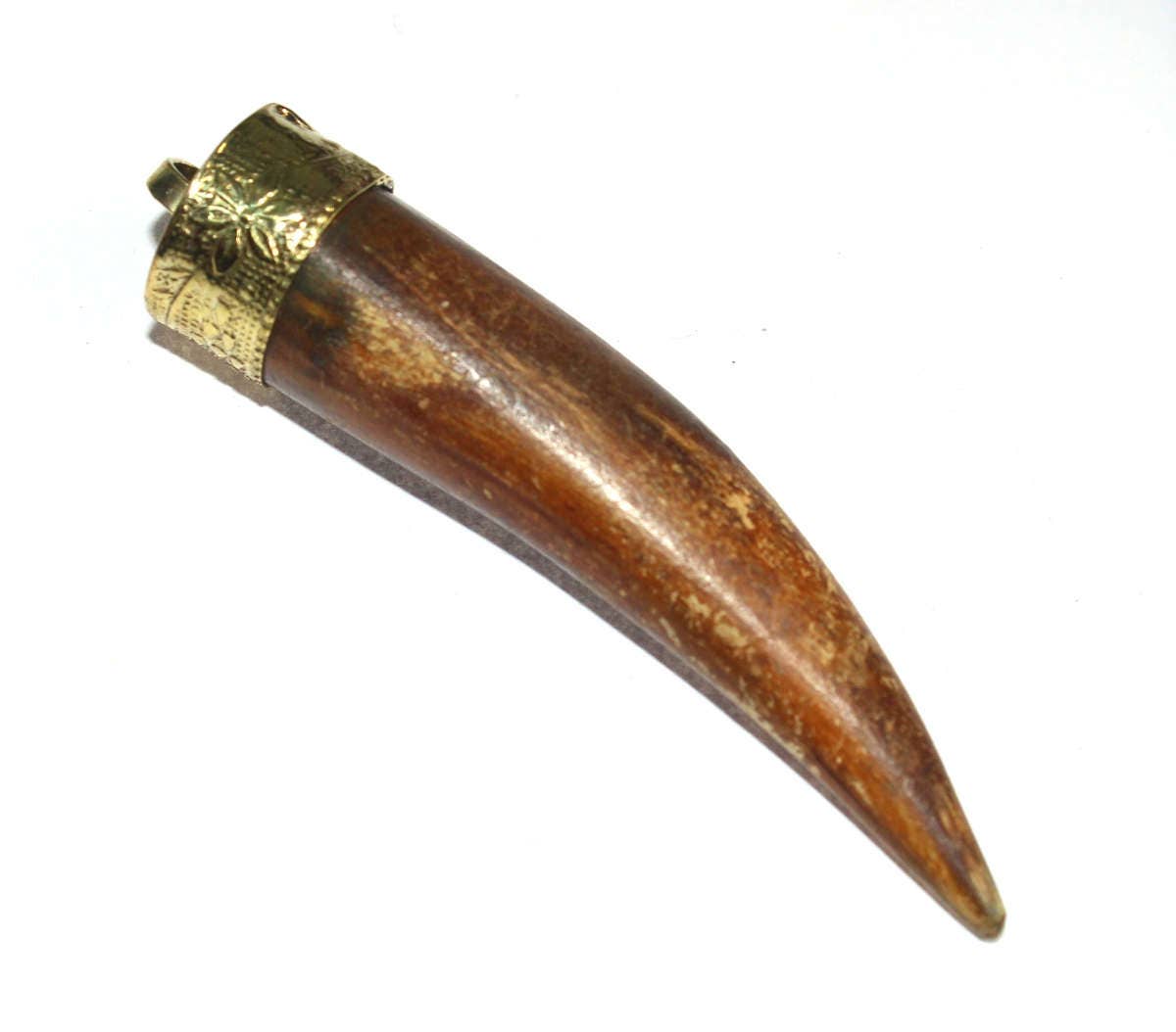 1 pc 74x17 mm Brown Bone Tusk Horn Pendant / Delicate Bone Tusk Horn
