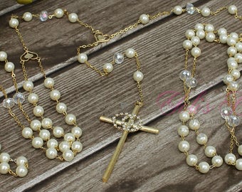 FAST SHIPPING!! Beautiful Gold Wedding Lasso with Pearls, Pearl Wedding Lazo, Lazo para Boda de Perlas, Christian Wedding Lasso