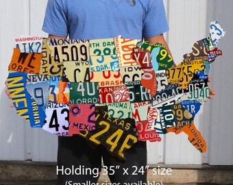 Plasma Cut Steel USA License Plate Map Sign Vintage Decor Garage Art Auto Car Tag Plates Wall Art Custom Metal Sign Business Art (PSS00009)
