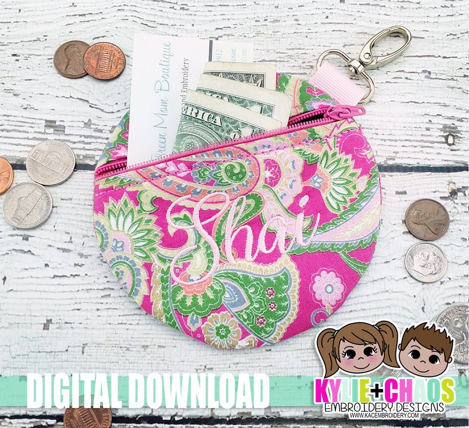 Circle Zippered Pouch ITH Embroidery Design from KACEmbroidery on Etsy ...