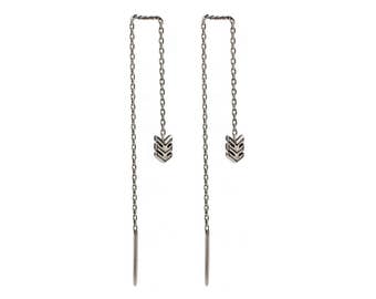 Threader Earrings Arrow Sterling Silver Chain Earrings Dangle Minimalist Jewelry - CHN003 M11