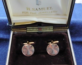 1980s Gold Tone Engine Turned Cuff Links