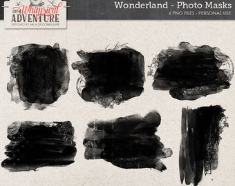Handmade Clipping Masks, Alice In Wonderland, Digital Photo Mask, Instant Download, Scrapbook Elements, Photo Template, Ornate Floral Detail