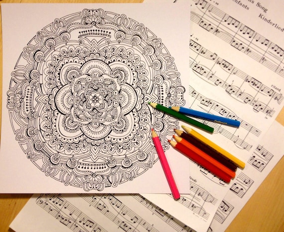 Download MUSIC Mandala/coloring page/Instant download/coloring/adult