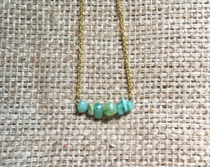 Green Bar Necklace, Stone Bar Necklace, Mixed Stone Necklace, Multi Stone Necklace, Green Chip Necklace, Mixed Chip Necklace, Jade Necklace