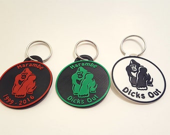 Harambe Key Chain Sets , 3D Printed , Pack of 3 , Great Valentines Gift for Him or Her , Harambe Loved Key Chains