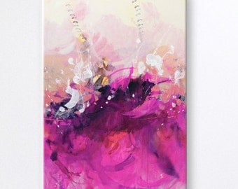 Pink Abstract painting Contemporary Wall Art Abstract with White Color Acrylic painting Modern Art Work Landscape paintings