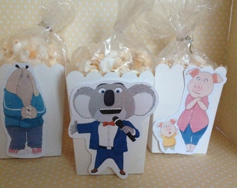 Sing Movie Party Popcorn or Favor Boxes - Set of 10