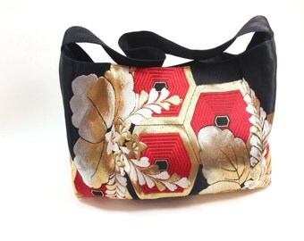Kimono Obi Bag Upcycled From Vintage Japanese Kimono Obi. shoulder bag, Handmade, Japanese Bag, Obi Bag, Silk bag, gift for her, Japan