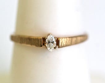 Marquise Diamond Solitaire Ring in 10k Yellow Gold