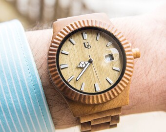 UD Elegant Personalized Mens Wooden Watch Vera Wood engraved with personal text, Gift for Him/Groom Gift,gift ideas for boyfriend/husband
