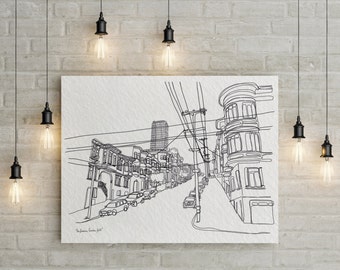 San Francisco Russian Hill Doodle Print