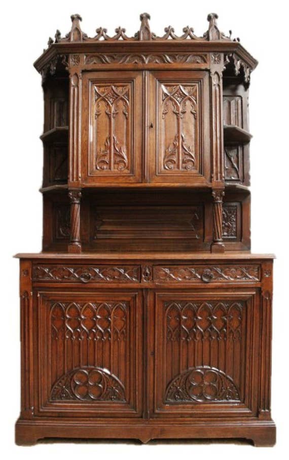 Antique French Gothic Four Door in Solid Oak