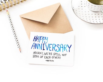 Funny Anniversary Card - Hooray We're Not Sick Of Each Other - Anniversary Card Boyfriend, Husband, Wife