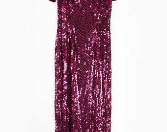 Vintage maroon sequin long dress