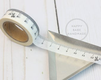 Ruler Washi Tape, Ruler Measuring Tape, 10 Yds, 9/16", Decorative Tape, Measuring Tape, Black & White Washi, Ruler Tape, Washi Tape