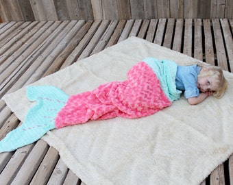 Mermaid Tail Blanket - Minky & Satin Mermaid Tail Blanket - Custom Blanket - Kids/Teen/Adult Mermaid Sleep Sack - Mermaid Wrap - girls room