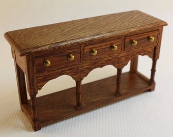 Dollhouse Miniature Handmade Real Oak Buffet or Sideboard Imported from Wales (1/12 Scale)