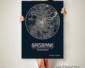 BRISBANE Australia CANVAS Map Brisbane Australia Poster City Map Brisbane Art Print Brisbane poster Brisbane map art Poster Brisbane map
