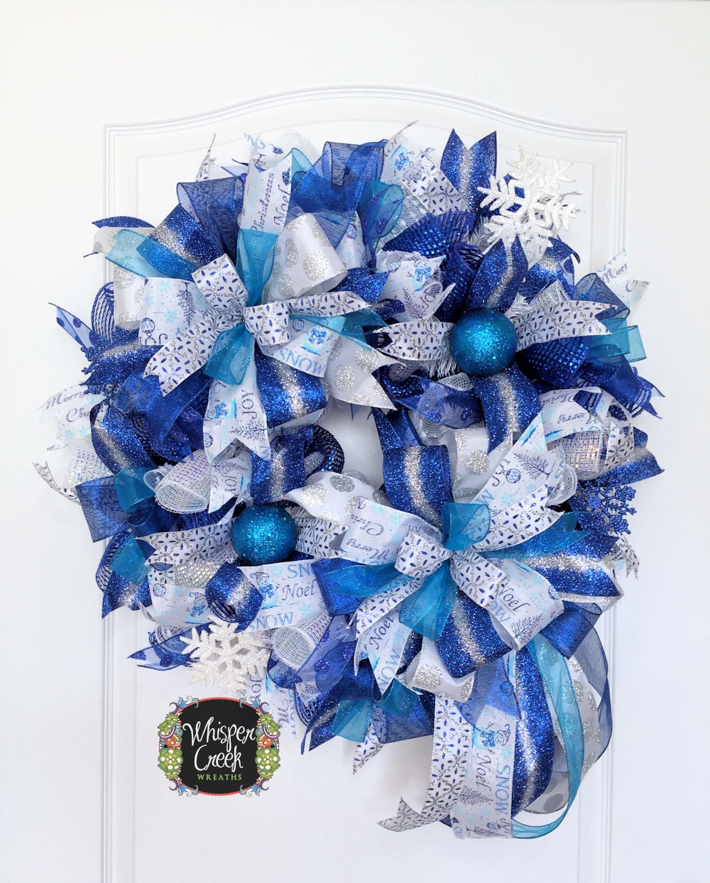 Snowflake Deco Mesh Christmas Wreath-Winter Wreath-Christmas