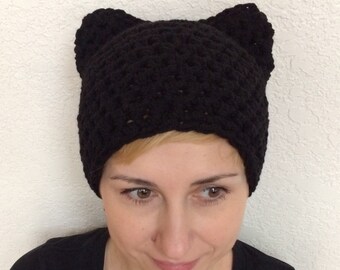 Pussyhat-Black Pussyhat-Black Pussycat Hat-Black Pussy Hat-Pussy Hat-Woman's Pussyhat-Kids Pussyhat