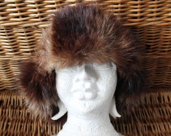 Trapper fur & suede Hat/ Fur Hat/Suede hat/Trapper fur hat/Trapper leather hat/Vintage trapper hat