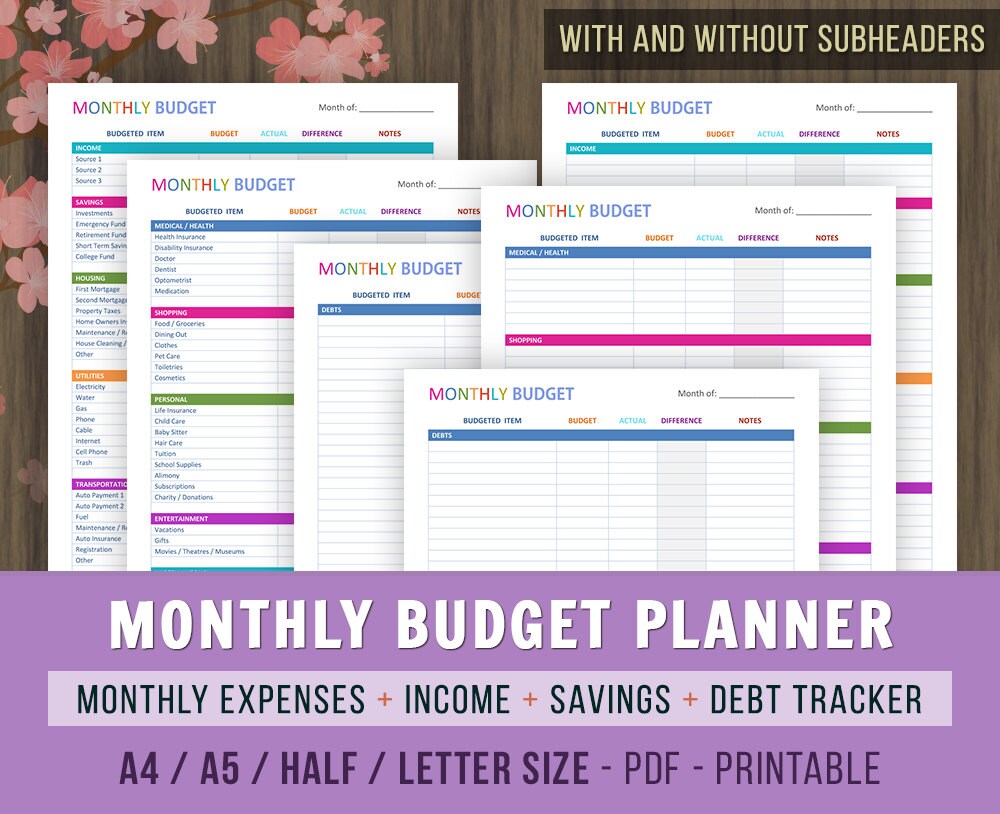 free calendar budget planner