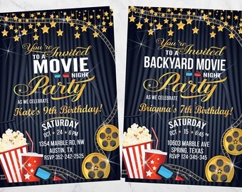 Movie Night Invitation, Movie Night Birthday Invitations, Movie Night Invitations, Movie Night Party, Movie Night Invites, Movie Night,