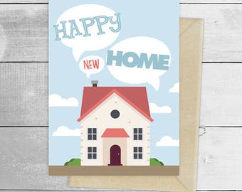 Cute Happy New Home card digital card clipart