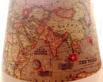 Vintage World Map Lampshade Taupe