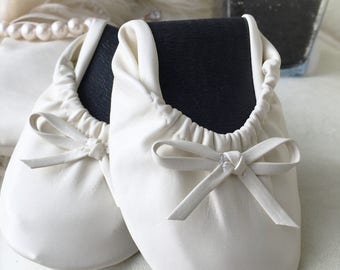 Ivory Foldable Flats, Rollable Ballet Flats, Wedding Flats, Roll-Up Flats, Ballet Flats, Foldup, Dancing Flats, Bridesmaid Flats, Slippers