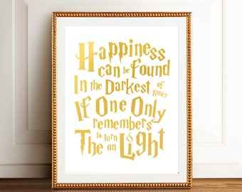 Harry Potter Wall Art Gold Foil Print Harry Potter Quote