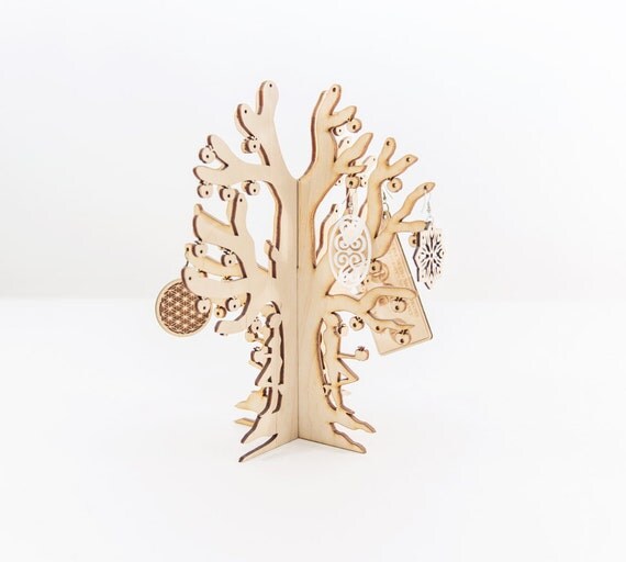 Wooden jewelry tree Jewelry tree stand Laser cut jewelry