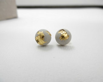 Cement stud earrings, concrete stud earrings, minimalist studs, gold and cement, cement jewelry, beton, modern studs, concrete jewelry