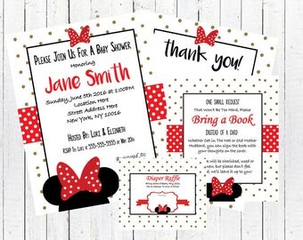 Minnie Mouse Baby Shower Invitation Set - PDF Kit & jpeg