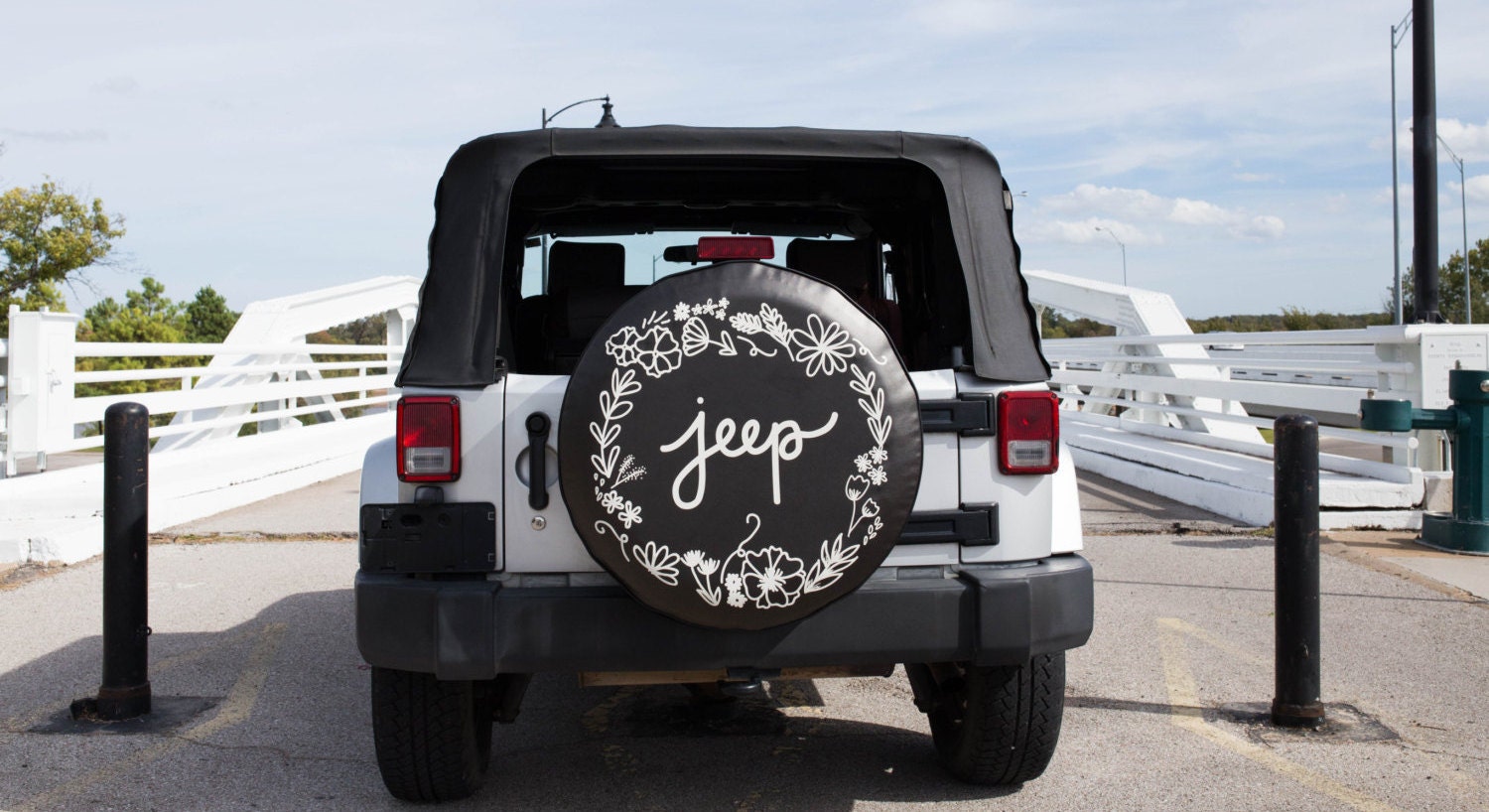 Floral Jeep Tire Cover With Floral Design By The Tire Cover